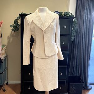 Vintage Cream Two Piece Skirt Suit